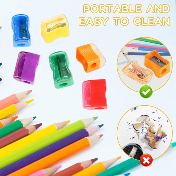 【NX】Miniature Pencil Sharpener Bulk Pack – Assorted Colors – Handheld Plastic Pencil Sharpener Compatible with Classroom, School, Office, Kids' Party 144 Count (Pack of 1)