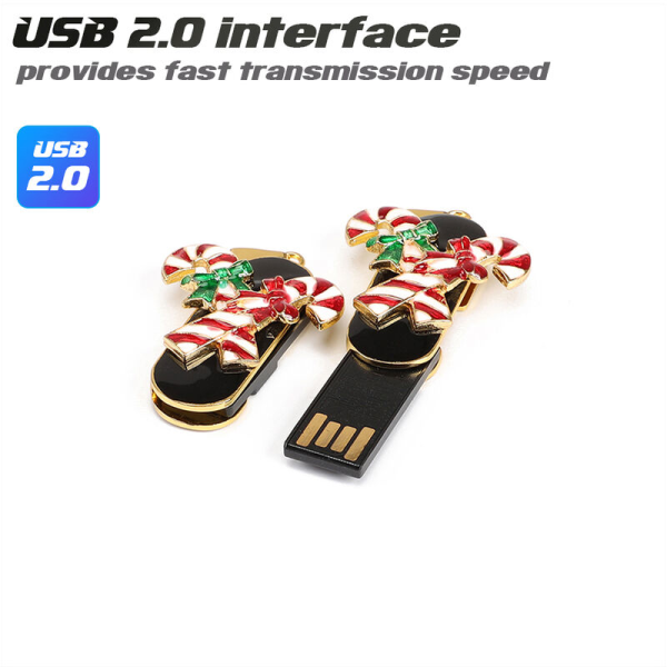 Christmas Series USB Key USB2.0 Mini USB Key, Kompakt, Bærbar, Anti-tabt, Højhastighedstransmission, 128GB Crystal Candy
