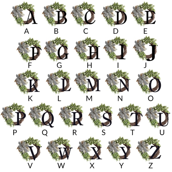 Kreativ ytterdörrkrans med rosett 26 bokstäver gård utomhusdekoration (träbokstäver - W)
