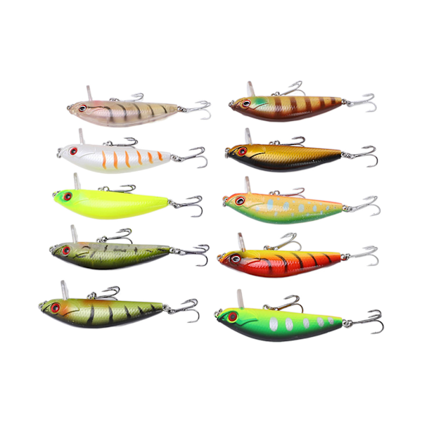 10 st 65 mm/6,5 g Fiskebeten Hårda Beten Artificiella 3D Fiskeögon Minnow Beten för Bass Öring Saltvatten Sötvattensfiske