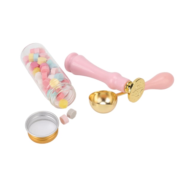 Vaxstämpelkit Retro Europeisk Stil DIY Hantverksstämpel Handkonto Kuvert Eldfärg Förseglingsvax Kit Dekoration Rosa
