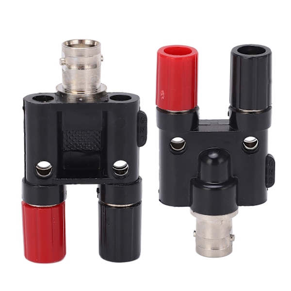 2st BNC hona till 4 mm dubbel banansocket bindande stolpe RF koaxial splitter adapterkontakt