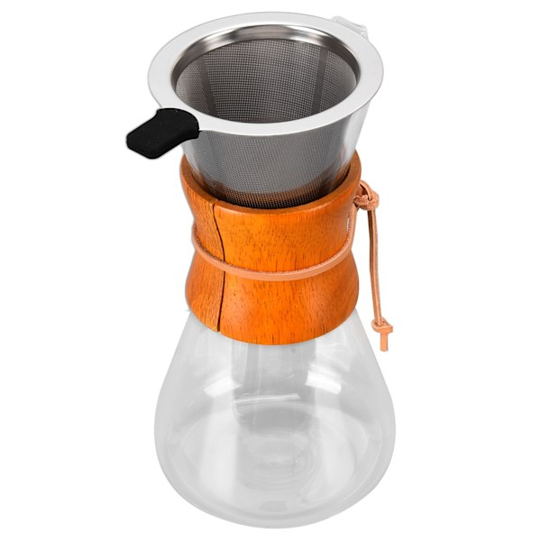 550 ml Hæld-over Kaffe Drypper Bambus Klassisk Varmebestandig Glaskaffebrygger til Hjemmekontor Café