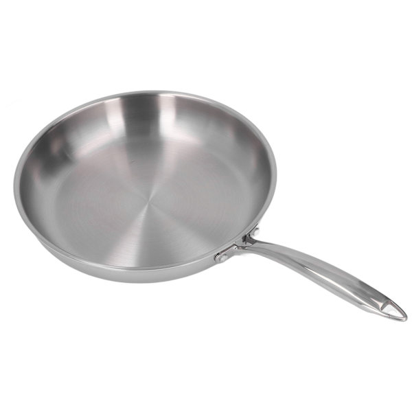 Stegepande i rustfrit stål, tykt 304 rustfrit stål, uden belægning, 3-lags stegepande i rustfrit stål til omelet, 11,02 tommer