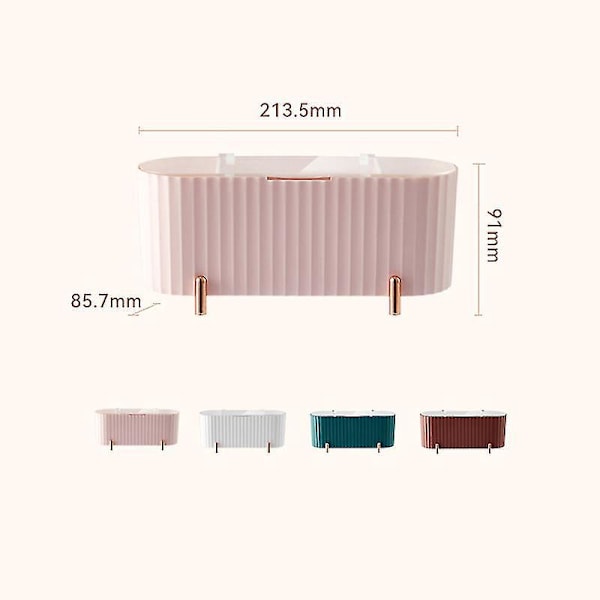 Makeup Organizer med Transparent Låg til Vatdiske og Vatpinde - Pink
