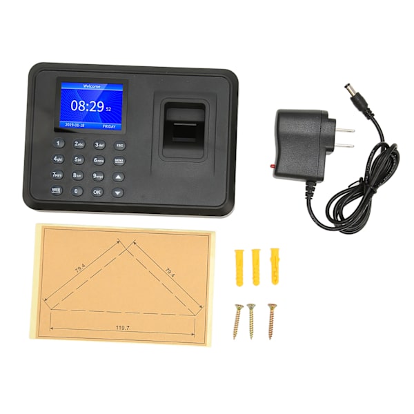 Fingerprint Attendance Machine 2,4 tum 1000 Användarkapacitet Namn Display Biometrisk Fingerprint Machine 100‑240V amerikansk kontakt