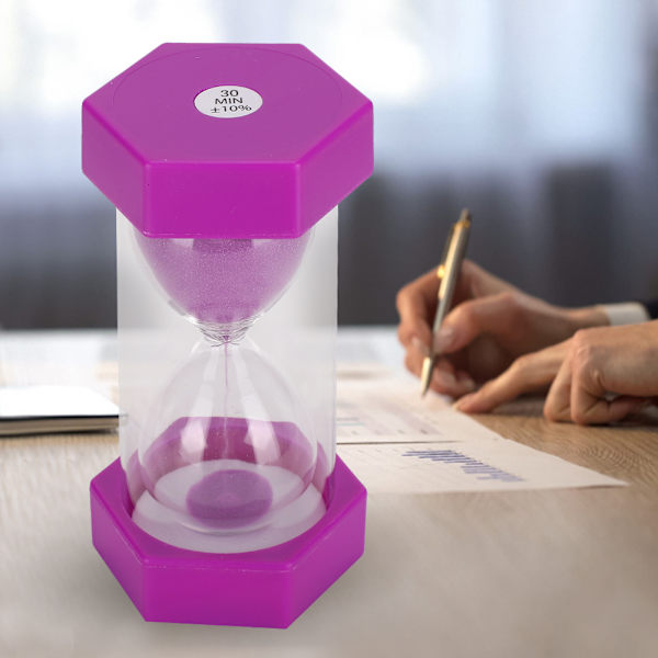 30 min Sekskantet Sandklokke Skrivebordsdekor Sandklokke Timer Lilla Sand Klokka Barn Gave