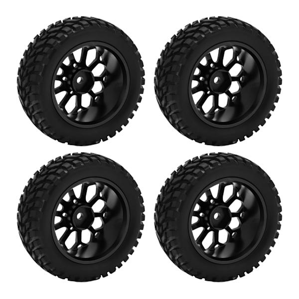 4 stk/sett 1/10 RC Bil Hjul Dekk Aluminium Legering Gummi Dekk for Tamiya TT01 Vei Racing Biler Svart