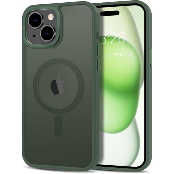 Kompatibel med iPhone 14 PLUS etui - Magsafe matteret etui - Mørkegrøn green