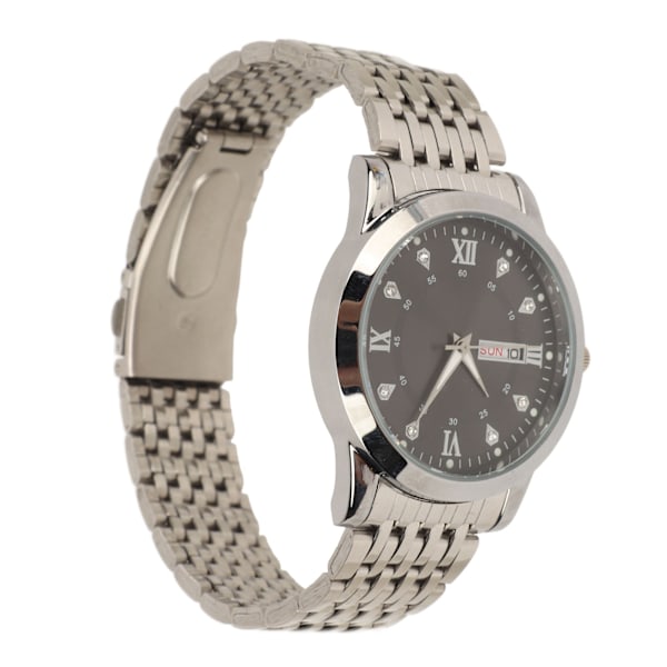 Herre-ur med Quartz-værk, Dag/Dato, Vandafvisende, Casual, Luksuriøst, Lysende, Mode, Dress-ur med Alloy-armbånd til Forretning, Sølv/Sort