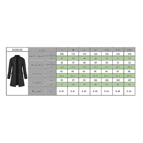 Middelalderlig Gotisk Retro Patchwork Frakke i Sort - Størrelse 4XL