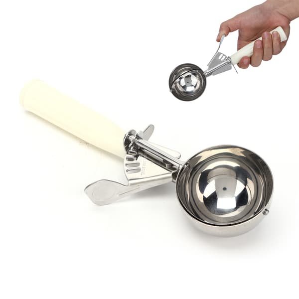【NX】Iscrem-ske Digger Multifunktionel Rustfrit Stål Is-ske Køkkenudstyr 6,7 cm Diameter Beige Håndtag