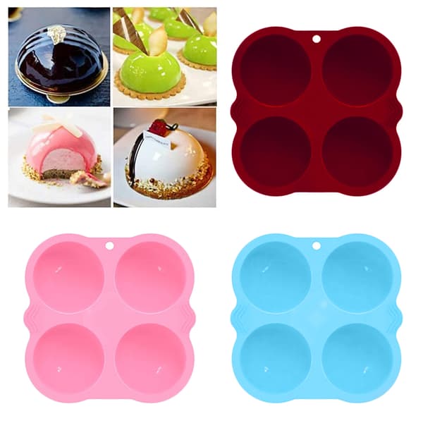 【NX】4 hulrum halvcirkel silikone kageform muffin chokolade bageform Pan DIY Party kageform