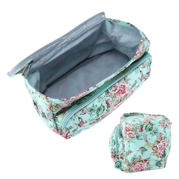 Stickväska Quadrate Green Print Mönster Organizer Lättvikts DIY virktillbehör för nybörjare vävare