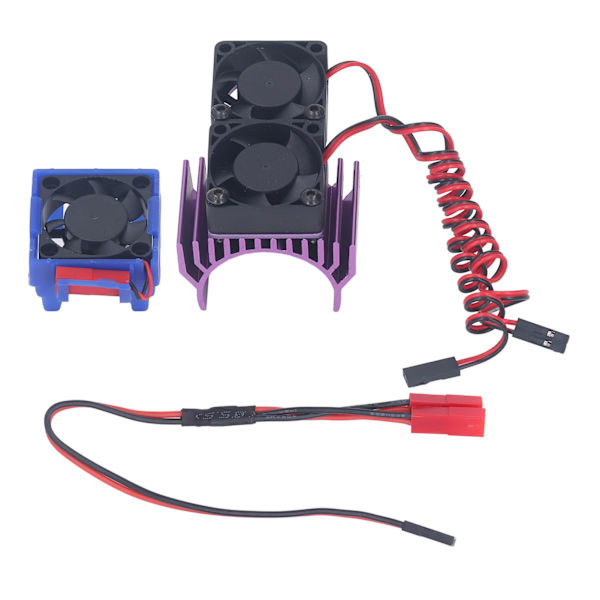 DC 5V RC Køleplade Højhastighedsblæsermotor Køleplade Sæt til Traxxas Slash 4×4 VXL 1/10 RC Bil Lilla