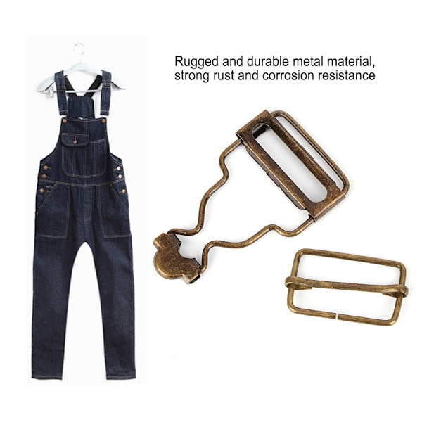 10 st/set Metall Justerbar rem Spännen Knapp för Haklapp Byxor Jeans Barnkläder 2,7 cm (Brons)