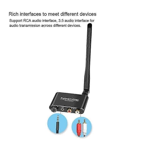 50M 2.4G Wireless Audio Transmitter and Receiver with 3.5mm R/V RCA Wireless Audio Adapter Compatible with