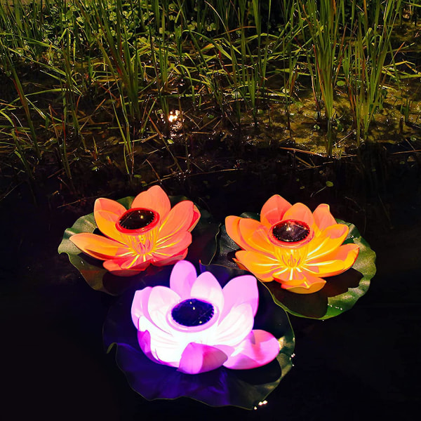 Utendørs Solar Light Water Float Light, Party Dam Light Decoration, Lotus Night Light