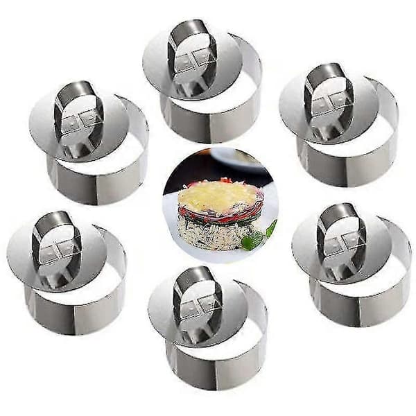 Mousseringe Kageform i rustfrit stål med skyder, 8 cm diameter, 6 dele (rund) - YH