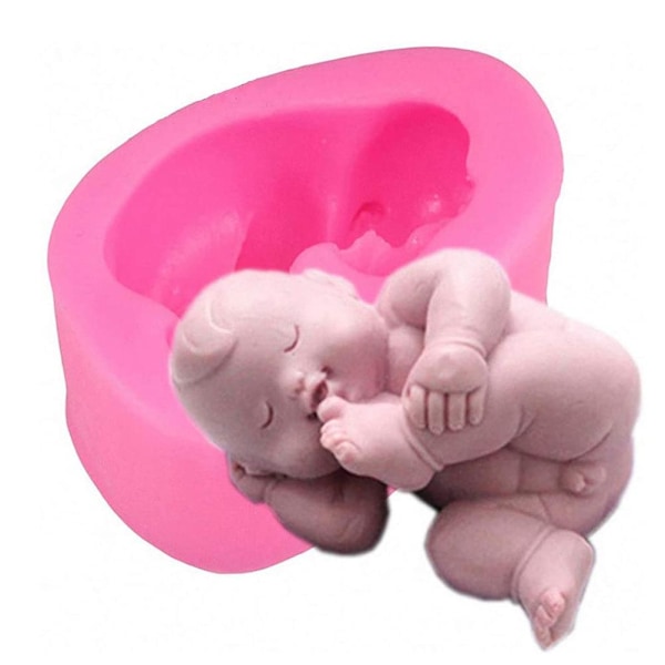 3D Baby Silikonform Socker Chokladform Fondant Tårta Dekorationsverktyg Söt gör-det-själv Sova Baby Shower Göra godisform