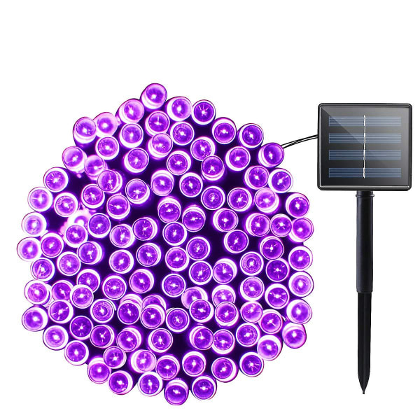Solar lysstreng for hageterrasse bryllup 200 LED vanntett 8 moduser Purple