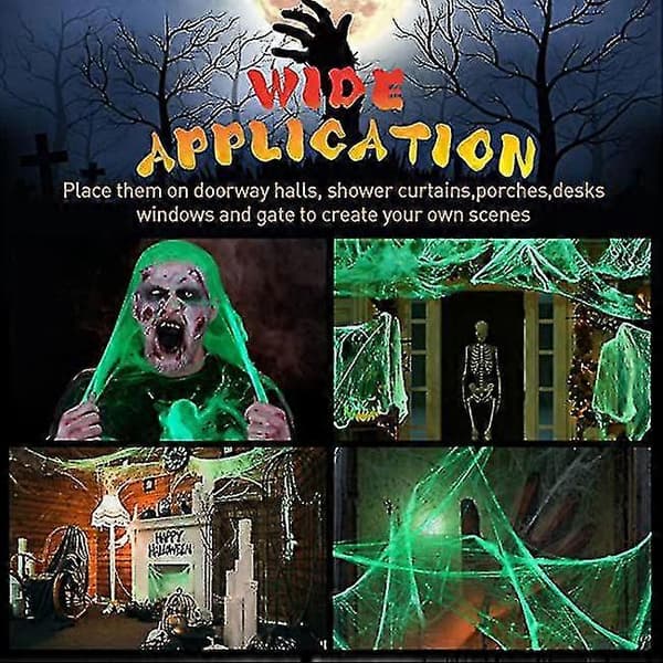 Lysende Halloween-spindelvev Halloween-kunstig spindelvev Halloween-dekorasjon