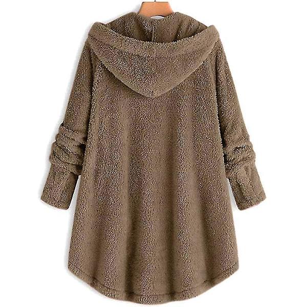 Huva Teddybjörn Jacka Kvinnor Solid Khaki 4XL