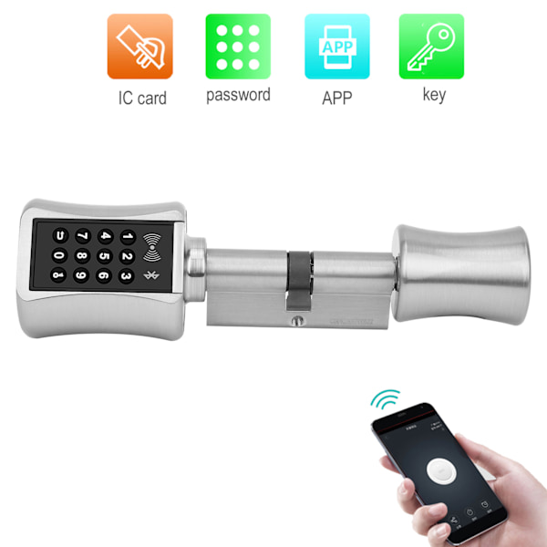 Älykäs ovilukko Salasanakortti Bluetooth APP Sylinteri Varkaudenestoavaimen lukko turva- ja puu- ja lasioville