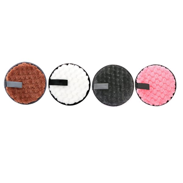 4 stk. makeupfjernerpuder, runde, dobbeltsidede, genanvendelige, bløde, bærbare, vaskbare mikrofiberpuder til makeup