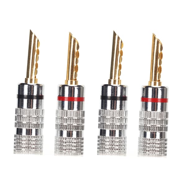 2 Par BFA Bananpluggar 4mm Guldpläterad Mässing Serrated Högtalar Pluggkontakter för Förstärkare