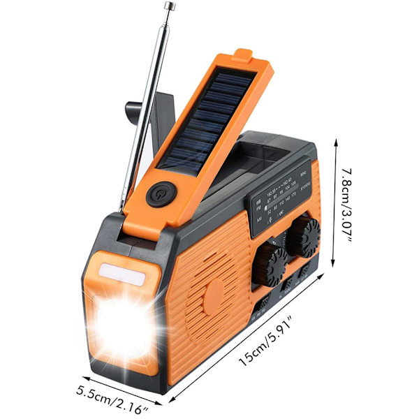 Emergency Solar Power Radio Handvev Radio Dynamo Generator 5000mAh Telefonladdare Bank Ficklampa AM/FM/WB NOAA Weather Radio