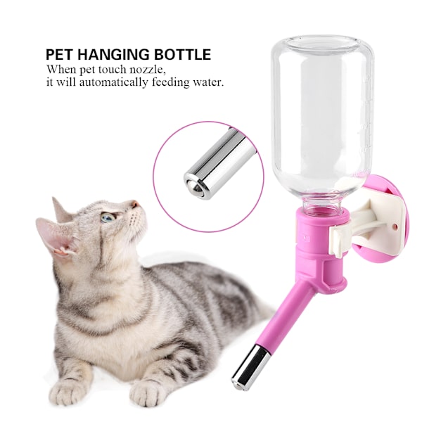 Hængende Vandflaskehoved Fontæne Bærbar Katte Vanddispenser (S 250ml Rosa)