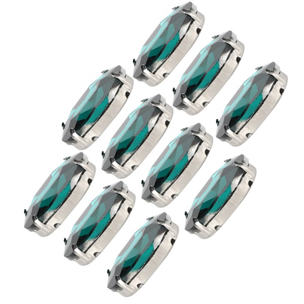 10 stk. Sy På Rhinestones Krystaller Skinnende Knapper Dekorasjon for DIY Håndverk Klær Sko Vesker 1,8 x 2,5 cm Grønn Oval