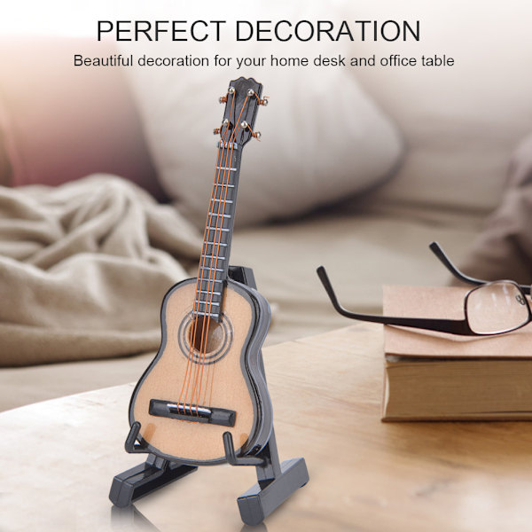 Miniatyr klassisk gitarrmodell Mini trägitarrdekoration Musikinstrument Modell8cm