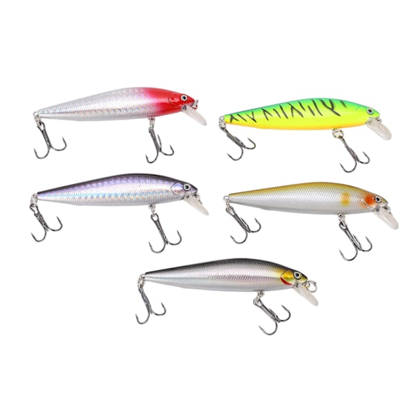 5 stk Minnow fiske-agn flydende kunstige hård agn Lange kast-agn med stålkugle
