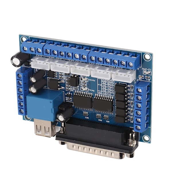 Grænseflade kort til 5-akset trinmotor driver med optocoupler isoleringskort USB DB25-kabel Blå