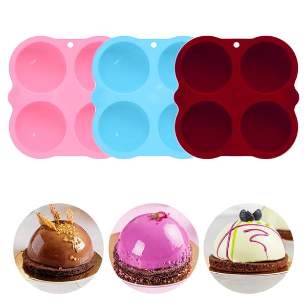 【NX】4-hulls halvsirkel silikonkakeform muffins sjokolade bakeform Pan DIY Party kakeform