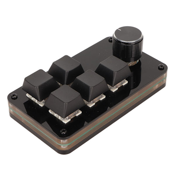 Programmerbar knappsats 5 tangenter 1 ratt Blå switch Mekanisk Hot Swappable trådbunden USB-minitangentbord för Media Games Office