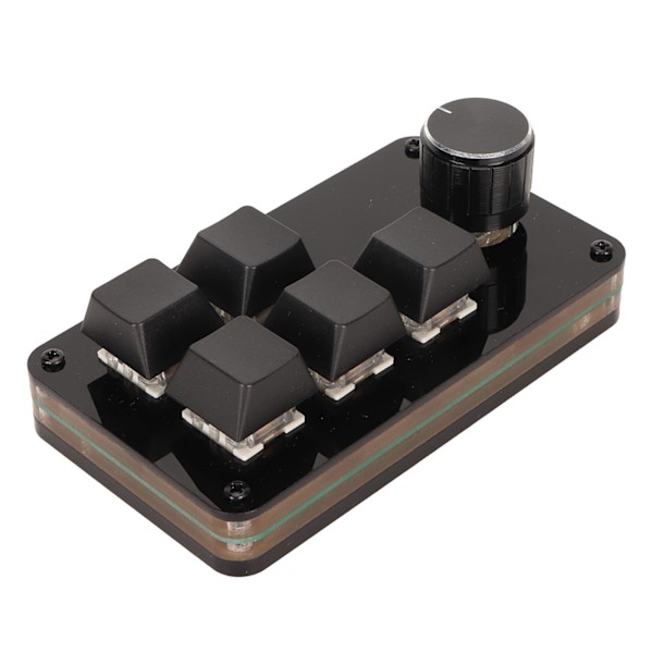 Programmerbar knappsats med 5 taster og 1 ratt Blå bryter Mekanisk Hot Swappable kablet USB-minitastatur for Media Games Office