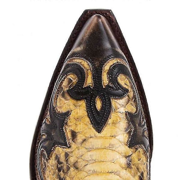 【NX】Python Western Boots Färgblock Broderi Herrstövlar Mode Moderna Skor 43