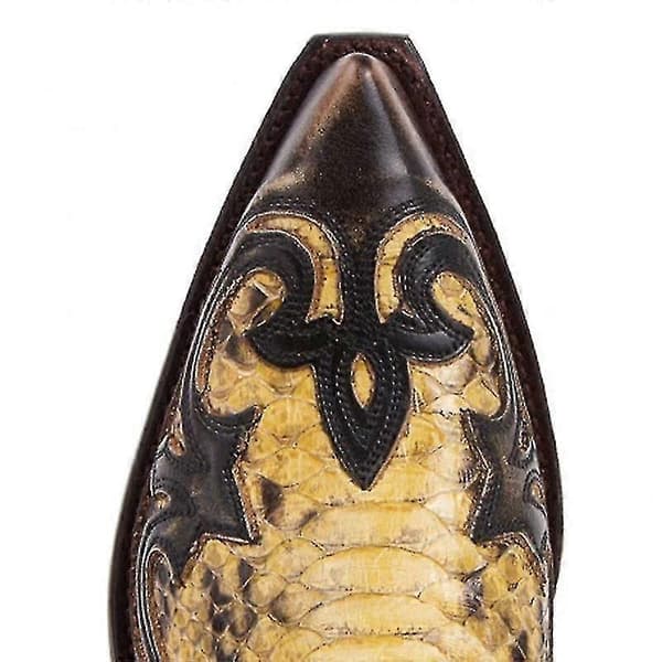 【NX】Python Western Boots Fargeblokk Broderi Herrestøvler Mote Moderne Sko 46