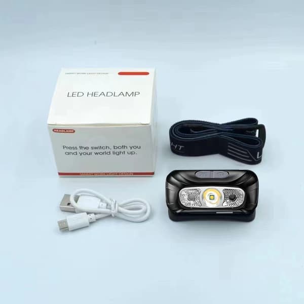 2-pakke USB Oppladbar Hodelykt, Ultralett Super Sterk LED Hodelykt med Bevegelsessensor og Røde Lysmoduser[NX]