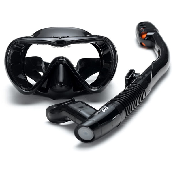 Set snorkelset Anti-dim Snorkelglasögon med Easy Dry Snorkeltub för snorkling, modell: svart