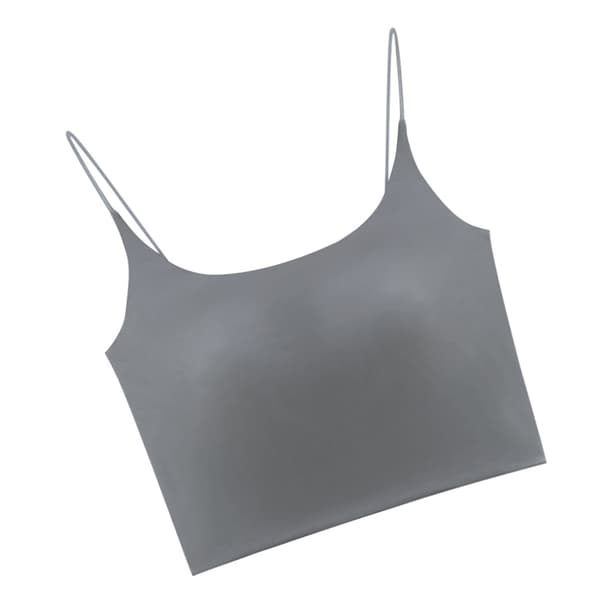 Dame Spaghettirem Tanktop Slim Fit Brystpolstret Åndbar Ærmeløs Basic Camisole Grå 39,6-62,5 kg