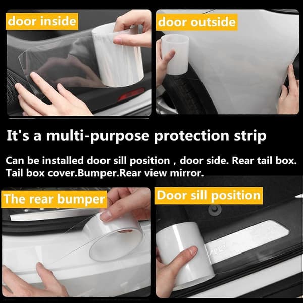 【NX】Bumper Protector, Door Sill Protector Compatible with Car, Rim Protector - 10M Clear Rubber Strip Compatible with Car (5cm*10M)