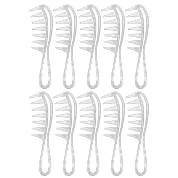 10 st bredtandskam Ergonomiskt handtag Bärbar plastborttagningskam för män Kvinnor Hårstyling Flash Silver
