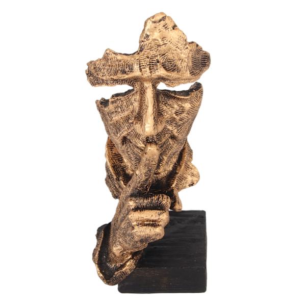 Silence Is Gold Staty Antik finish Färgfast stabil bas Hållbar Resin Thinker Staty för Family Office Library