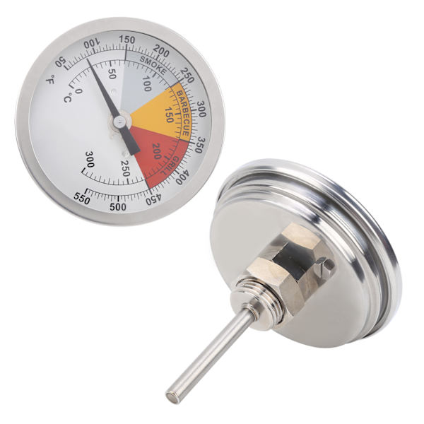 0‑300℃ 1/2in NPT Grilltermometer i rustfritt stål Ovntemperaturmåler Kjøkkenutstyr