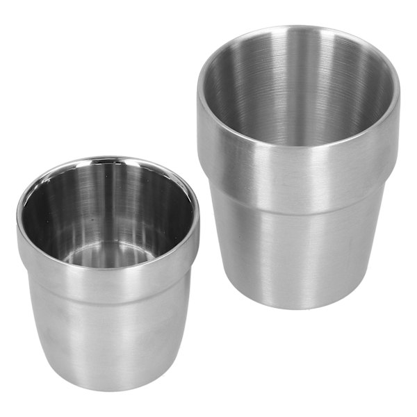 2 stk rustfrit stål dobbelvæggede kopper restaurant øl krus vand kaffekop (180 ml 300 ml)
