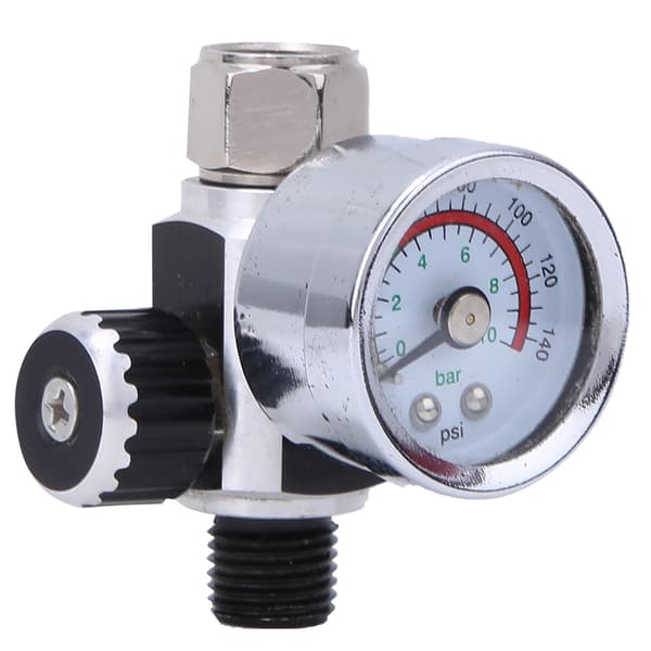 Lufttrykksregulator 0-10bar/0-140psi Aluminiumlegeringsventil 1/4inBSPP Innløpsuttak Kobling Sølv